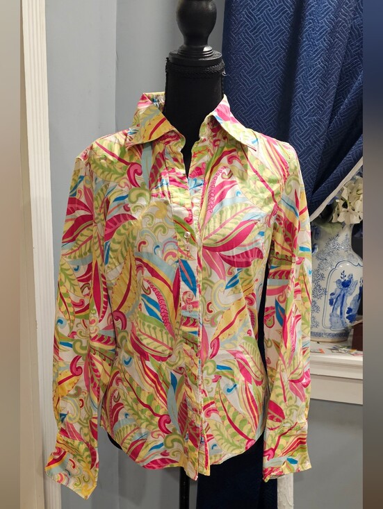 Tommy Hilfiger Tops - Tommy Hilfiger Colorful Stretch Blouse Sz M (8/10) EUC